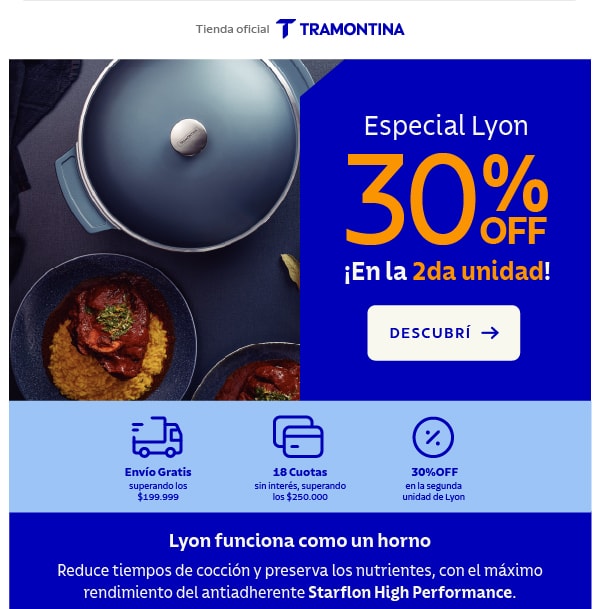 Esoecial Lyon 30% OFF en la segunda unidad